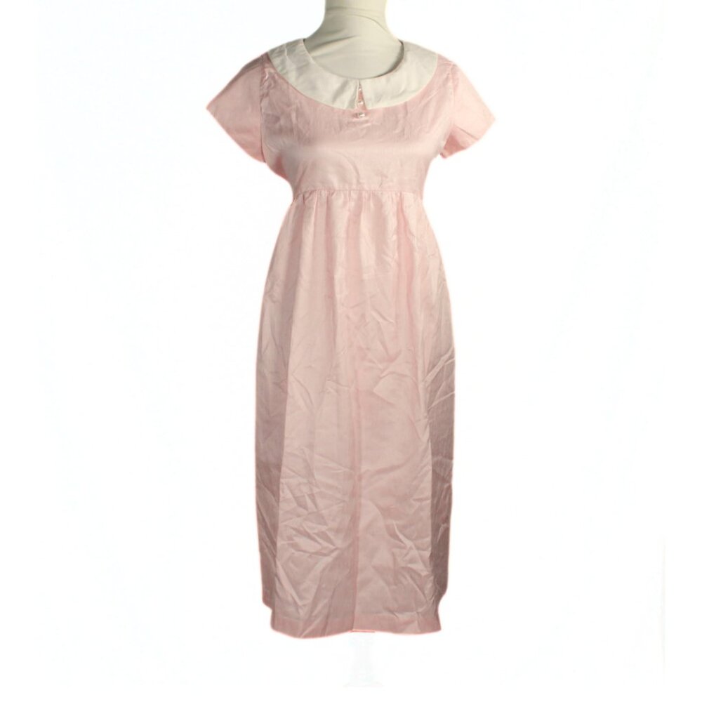 Vintage 1960s Custom Made Midi Dress Pastel Pink Peter Pan Collar Easter Spring